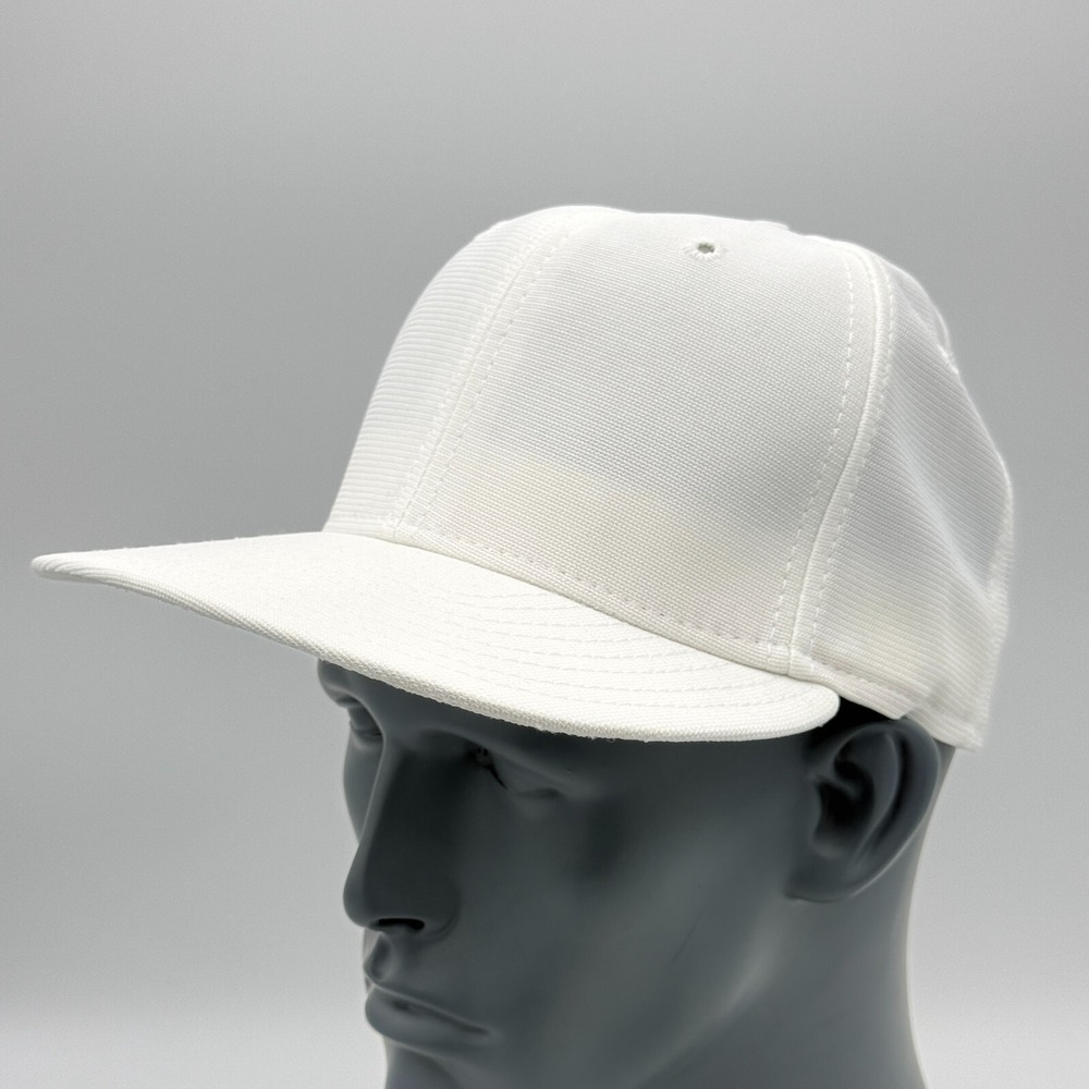 VINTAGE New Era Fitted Hat Cap 6 7/8 White Pro Model Plain No Logo USA